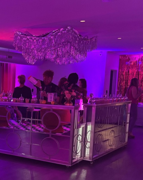 The mobile bar set up at a party